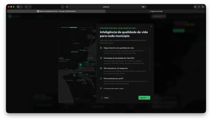 Imagem site analisa.pt com estatísticas de Portugal