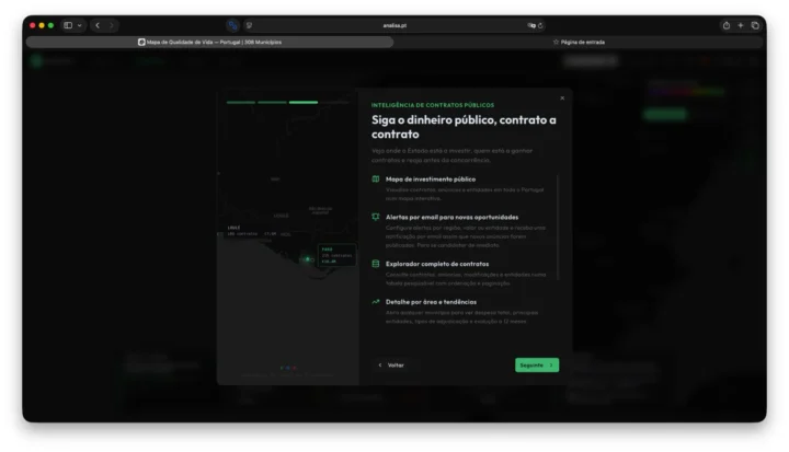 Imagem site analisa.pt com estatísticas de Portugal