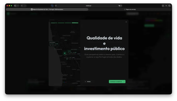 Imagem site analisa.pt com estatísticas de Portugal