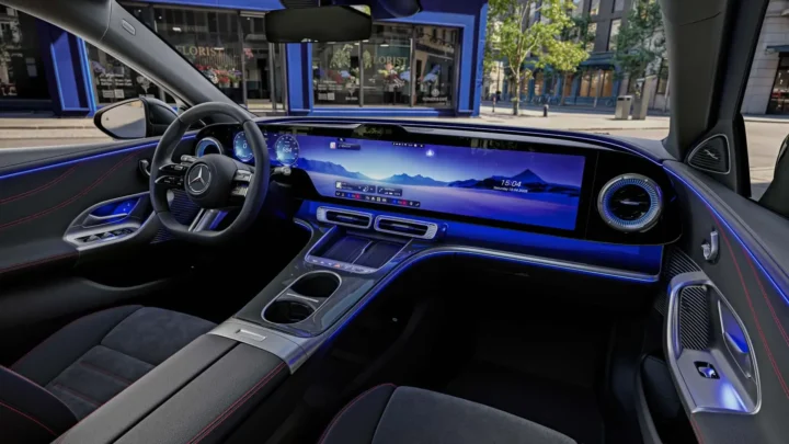 Imagem do interior do C-Class EV da Mercedes