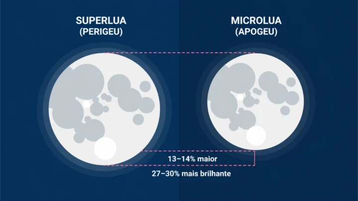 Desenho de comparação da perceção de uma microlua