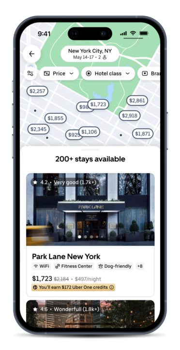 Reserva de hotéis na app da Uber
