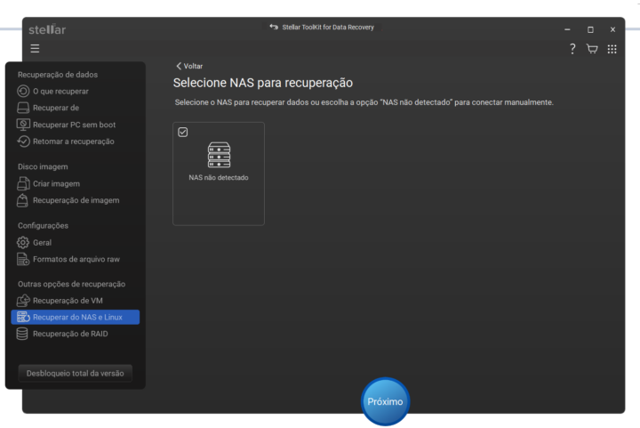 análise de discos de NAS avariado no Stellar Toolkit