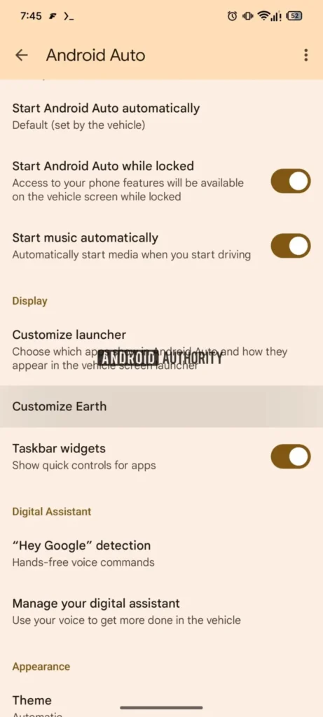 Android Auto widgets Google