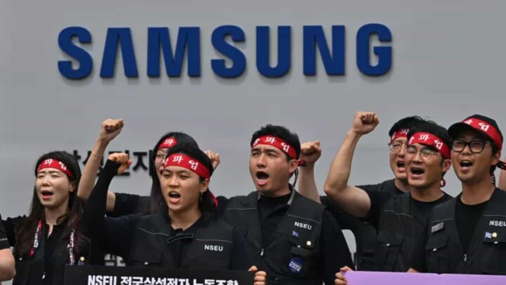 Trabalhadores da Samsung em greve