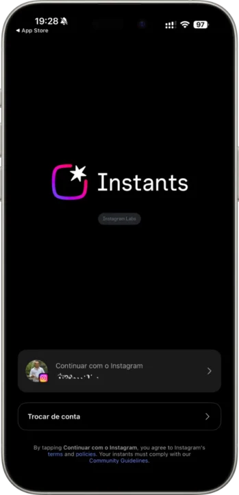 Imagem app Instants da Meta