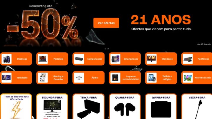 PcComponentes faz 21 anos com descontos até 50% em tecnologia