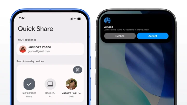 Android iPhone AirDrop Google partilhar