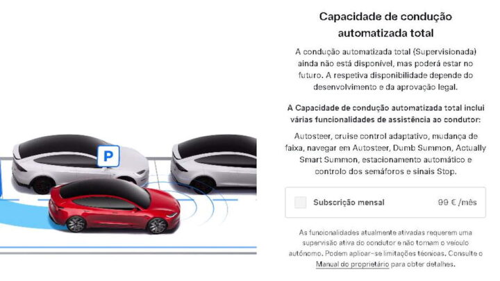 Tesla subscrição condução autónoma