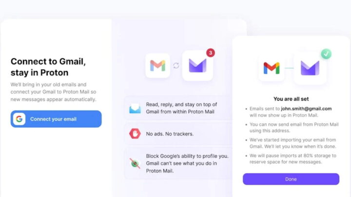 Gmail Proton Mail ferramenta migrar