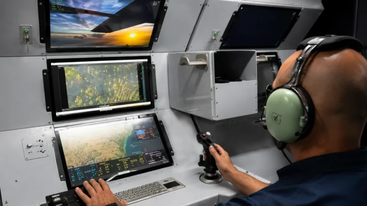 Ilustração de uma sala de controlo de drone