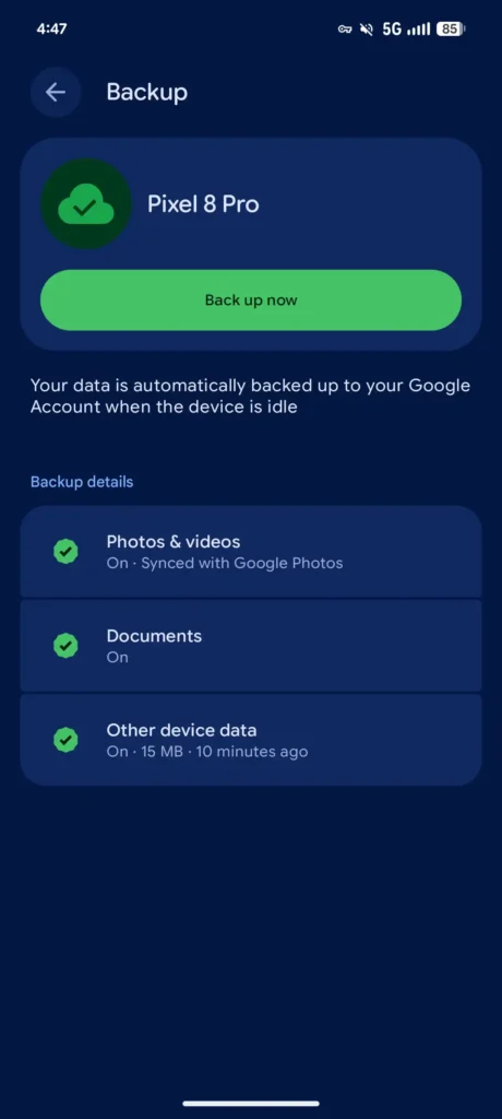 Android Google documentos backups segurança
