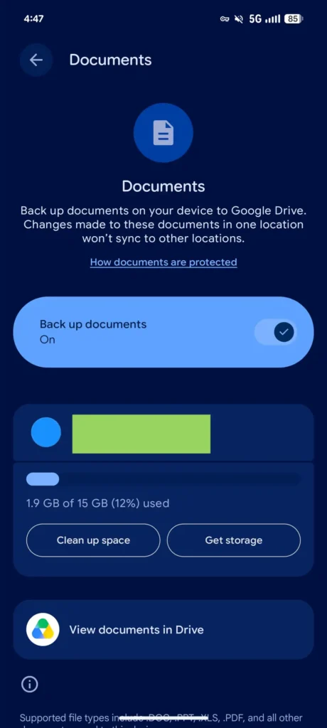 Android Google documentos backups segurança