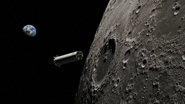 Ilustração de lixo da SpaceX a embater na Lua