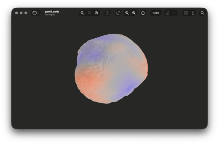 Versão 3D interativa do geoide da Terra