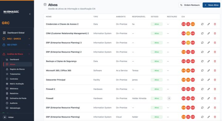 Plataforma GRC Normasec: é fácil gerir Ativos e fazer Gestão de Risco