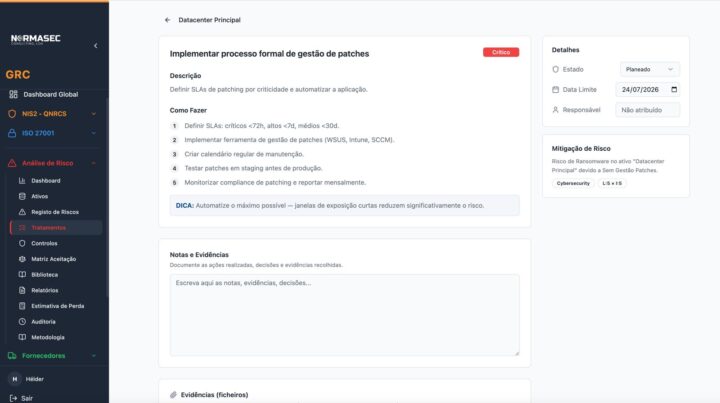 Plataforma GRC Normasec: é fácil gerir Ativos e fazer Gestão de Risco