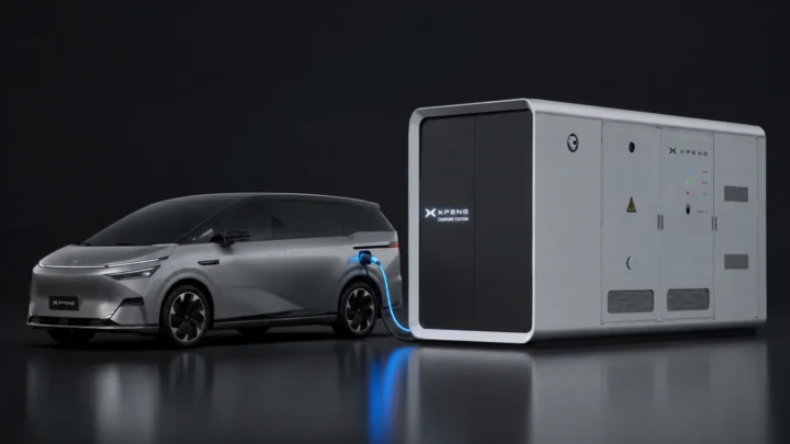 Ilustração do power bank gigante de 1 MW da XPENG