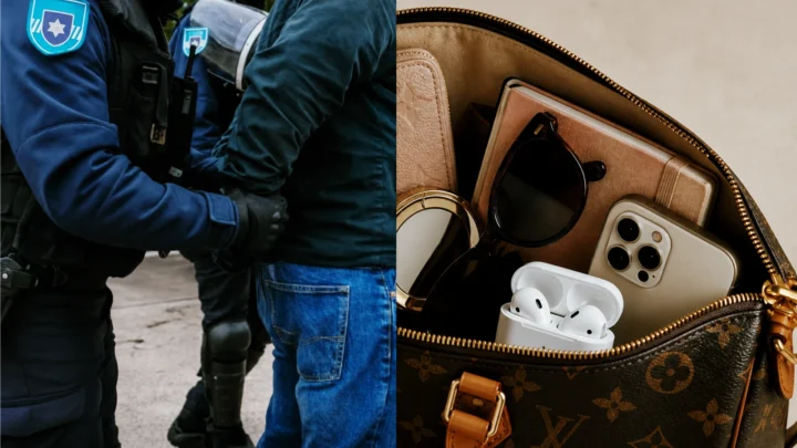 Imagem de mala com AirPods que localizaram o material furtado.