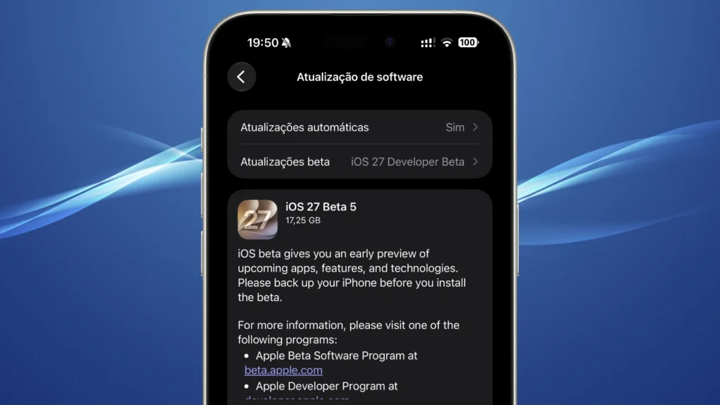 Apple lançou o iOS 27 beta 5 para programadores