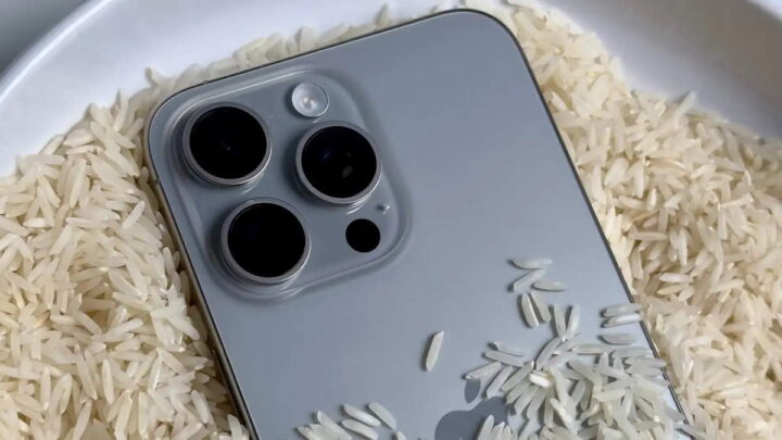 arroz iPhone molhar Apple água