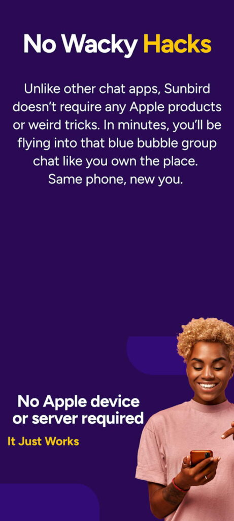 Sunbird iMessage Android mensagens