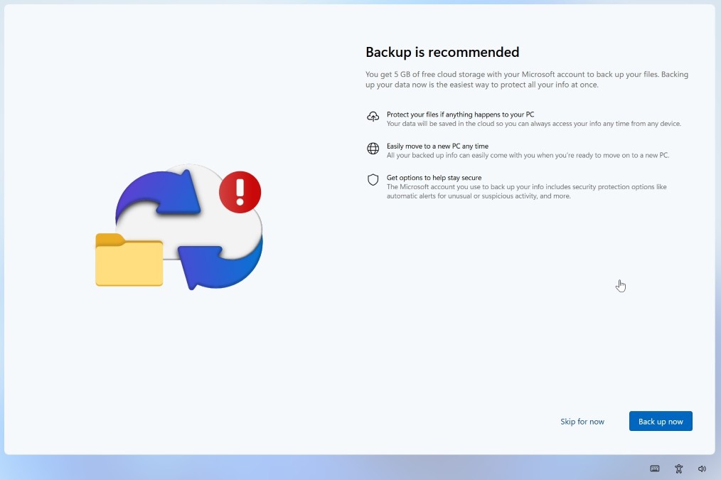 Windows 11 OneDrive backup botão Microsoft