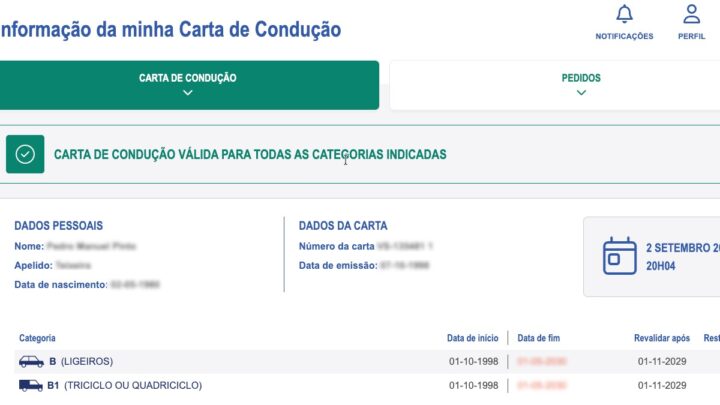 A Minha Carta de Condução: veja a data em que vai caducar