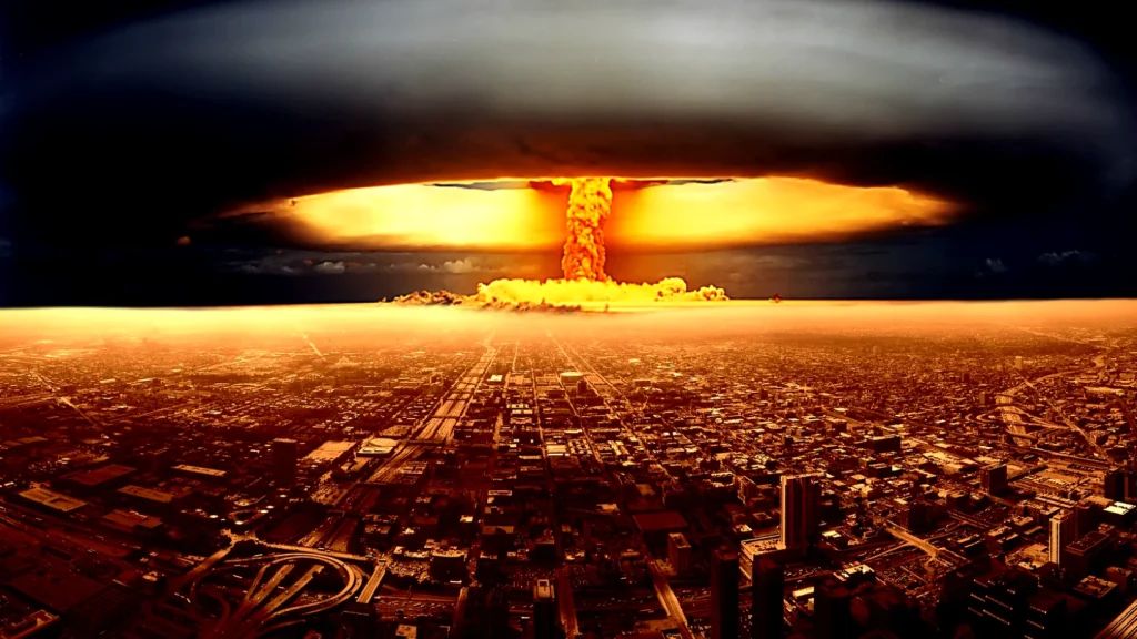 Ilustração: guerra nuclear. 