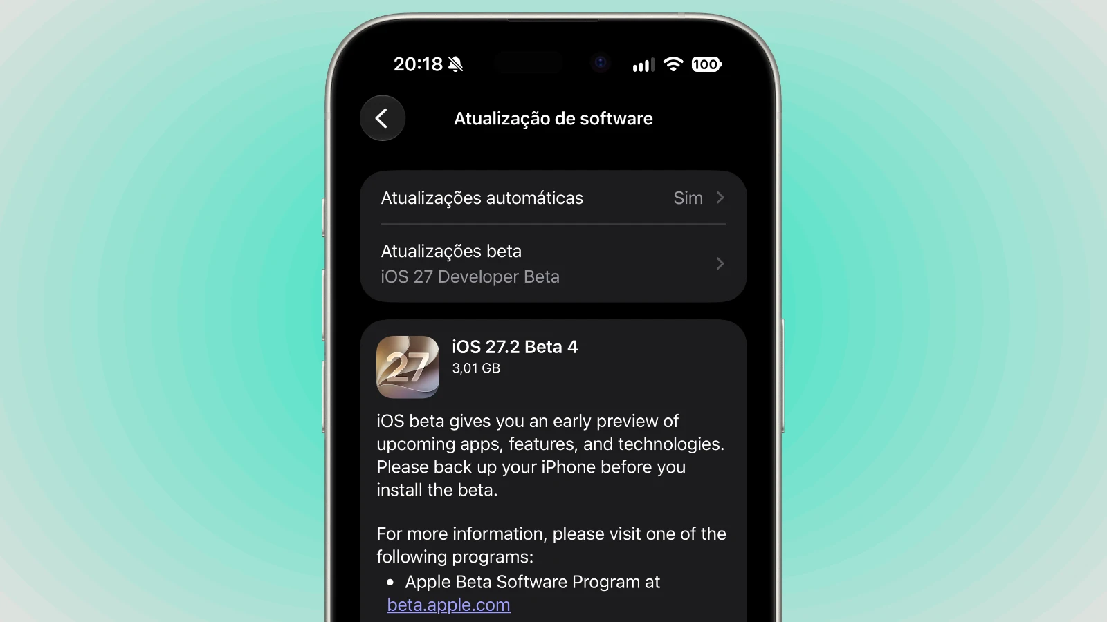 Apple lança quarta beta do iOS 27.2 com suporte ao HomeView